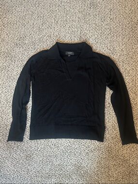 Black Collared V-Neck Sweater